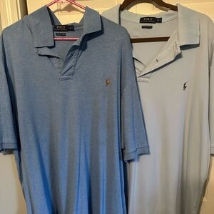 Lot of 2 Ralph Lauren Men's Polo Shirts in Blue and Light Blue